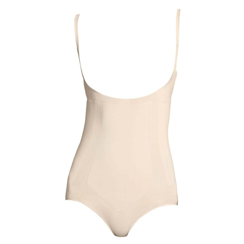 172. Spanx OnCore Open-Bust Panty Bodysuit in beige color size Small Retail $84